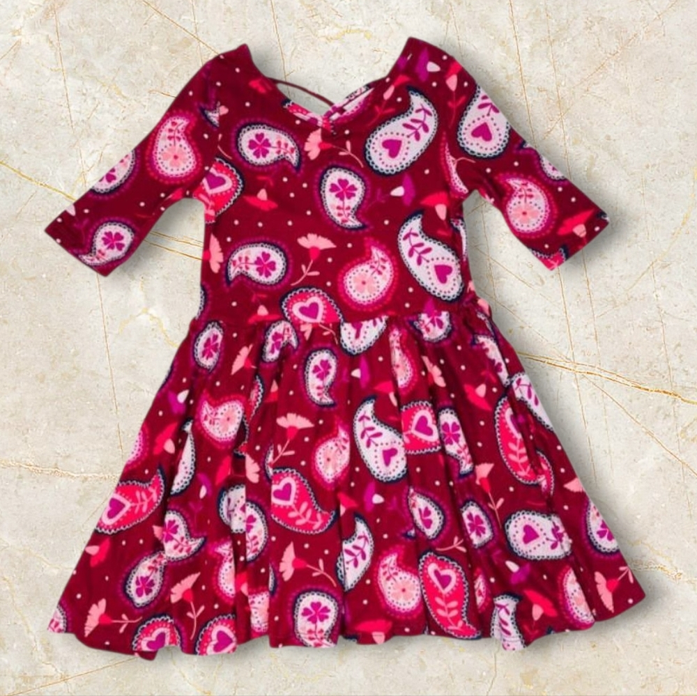 Dot Dot Smile Burgundy Paisley Magic Ballerina Dress Size 12 24 Months Baby